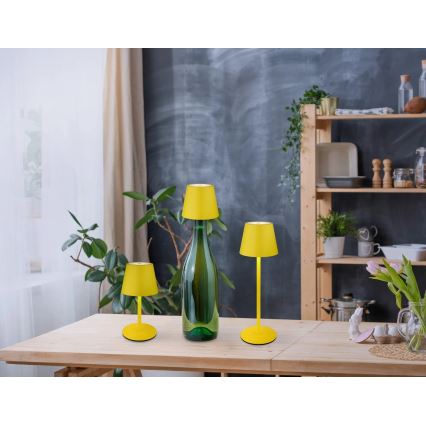 Globo - Candeeiro de mesa tátil recarregável para exterior 3 em 1 dimerizável LED/3W/5V 3000/4000/5000K IP54 1800 mAh amarelo