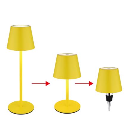 Globo - Candeeiro de mesa tátil recarregável para exterior 3 em 1 dimerizável LED/3W/5V 3000/4000/5000K IP54 1800 mAh amarelo