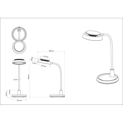 Globo - Candeeiro de mesa tátil LED regulável LED/12W/230V 3000/4000/6500K branco