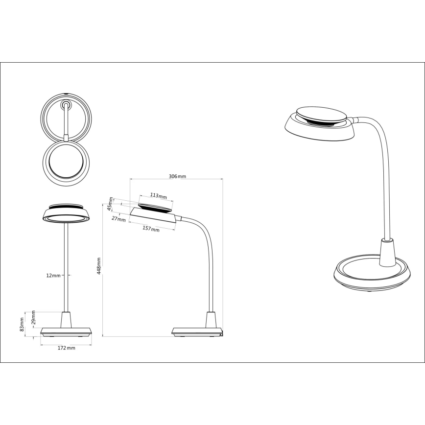 Globo - Candeeiro de mesa tátil LED regulável LED/12W/230V 3000/4000/6500K branco