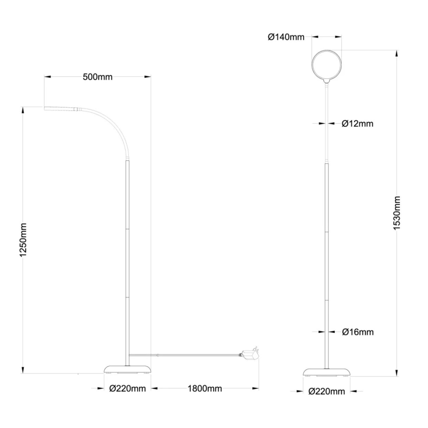 Globo - Candeeiro de pé tátil regulável LED/8W/230V 2700K/4000K/6500K preto
