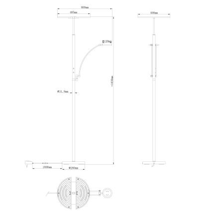 Globo - Candeeiro de pé LED regulável LED/40W/230V + LED/5,5W 2700/4000/6000K cromo mate