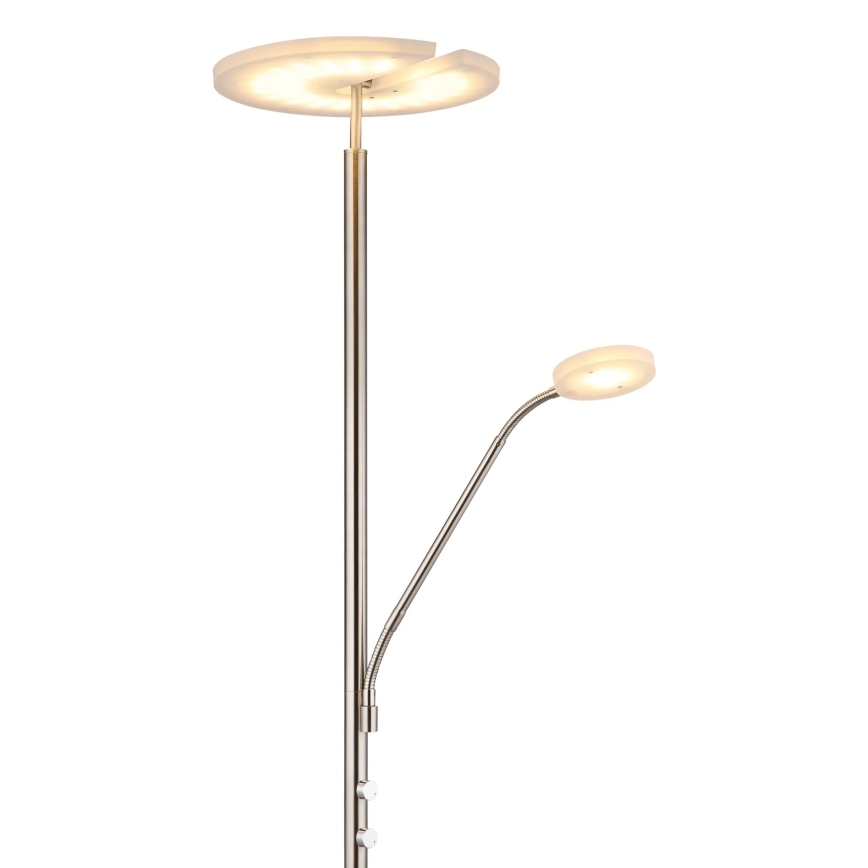 Globo - Candeeiro de pé LED regulável LED/28W/230V + LED/5W 3000K cromado mate