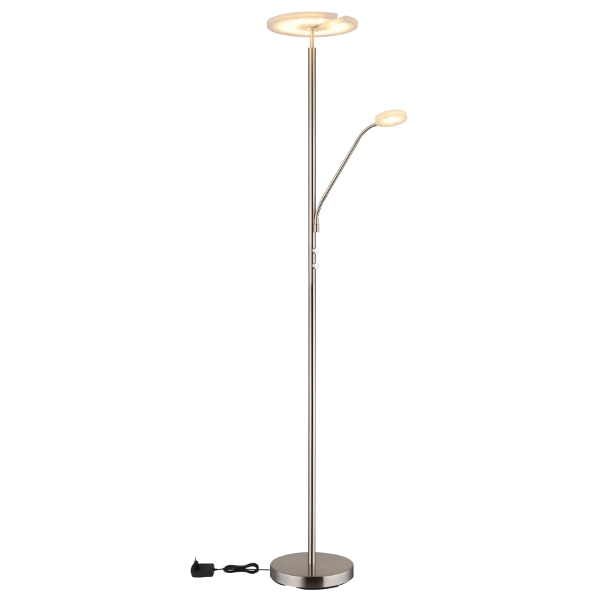 Globo - Candeeiro de pé LED regulável LED/28W/230V + LED/5W 3000K cromado mate
