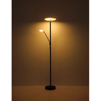 Globo - Candeeiro de pé LED dimerizável LED/28W/230V + LED/5W 3000K preto