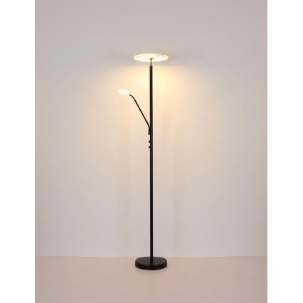 Globo - Candeeiro de pé LED dimerizável LED/28W/230V + LED/5W 3000K preto