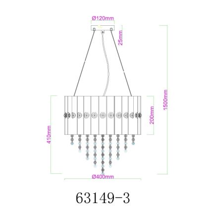 Globo - Candeeiro suspenso 3xE27/40W/230V diâmetro 40 cm