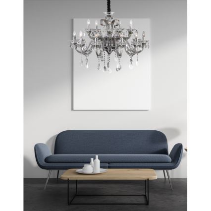 Globo 64104-15 - Lustre de cristal suspenso por corrente DUNJA 15xE14/40W/230V