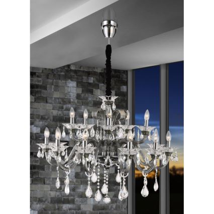 Globo 64104-15 - Lustre de cristal suspenso por corrente DUNJA 15xE14/40W/230V