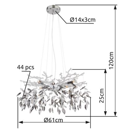 Globo - Candeeiro suspenso 8xG9/8W/230V diâmetro 61 cm cromado brilhante