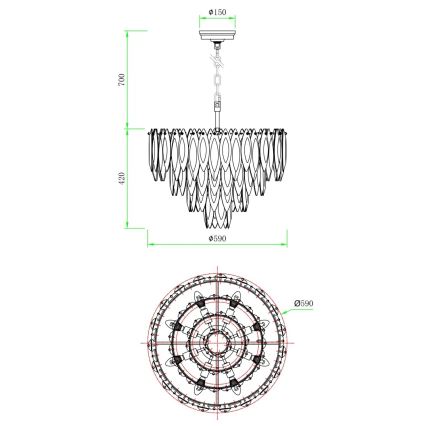 Globo - Lustre suspenso em cabo 12xE14/40W/230V