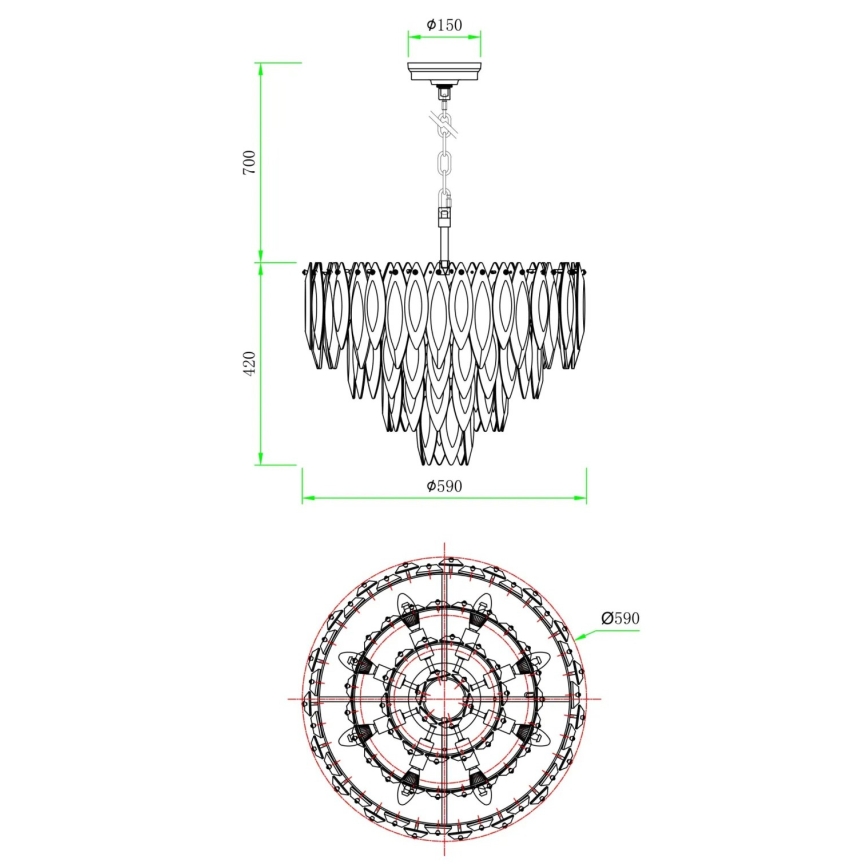 Globo - Lustre suspenso em cabo 12xE14/40W/230V