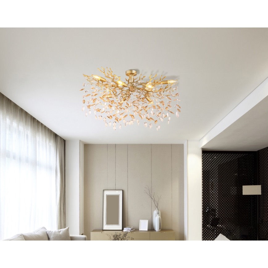 Globo - Lustre de haste 7xE14/40W/230V dourado