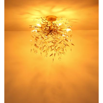 Globo - Lustre suspenso com haste 6xE14/40W/230V dourado