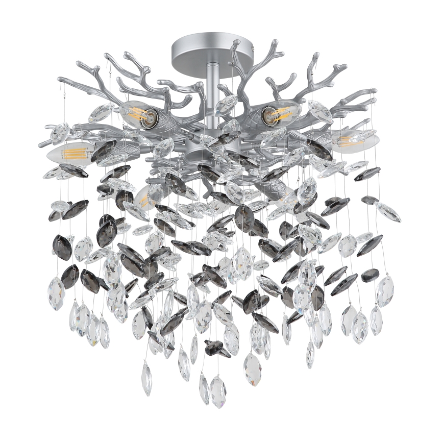 Globo - Lustre de haste 6xE14/40W/230V prateado