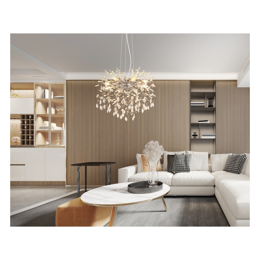 Globo - Lustre suspenso por cabo 8xE14/40W/230V prateado