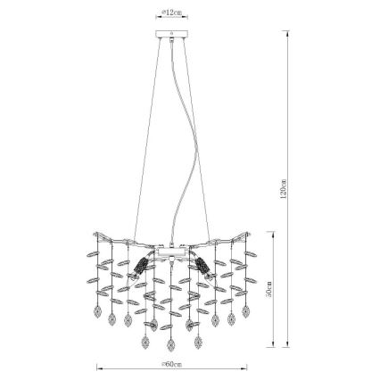 Globo - Lustre suspenso por cabo 8xE14/40W/230V prateado