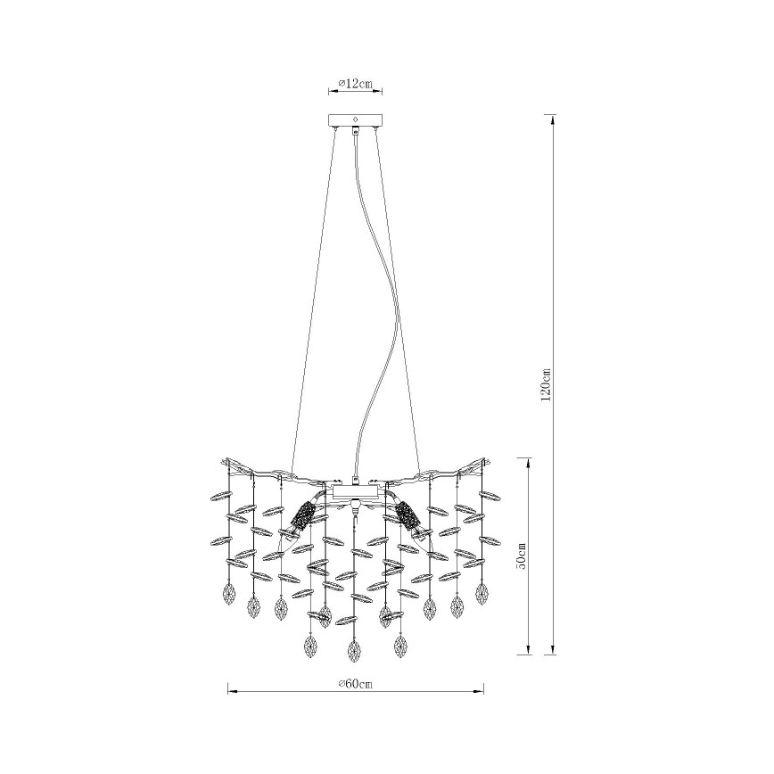 Globo - Lustre suspenso por cabo 8xE14/40W/230V prateado