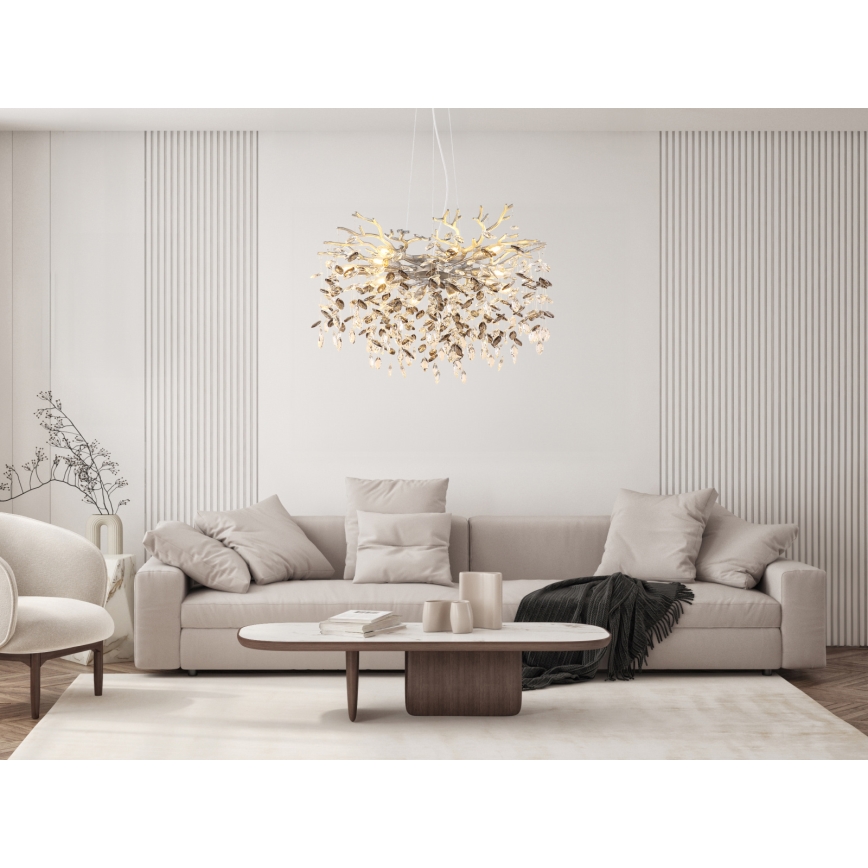 Globo - Lustre suspenso por cabo 10xE14/40W/230V prateado