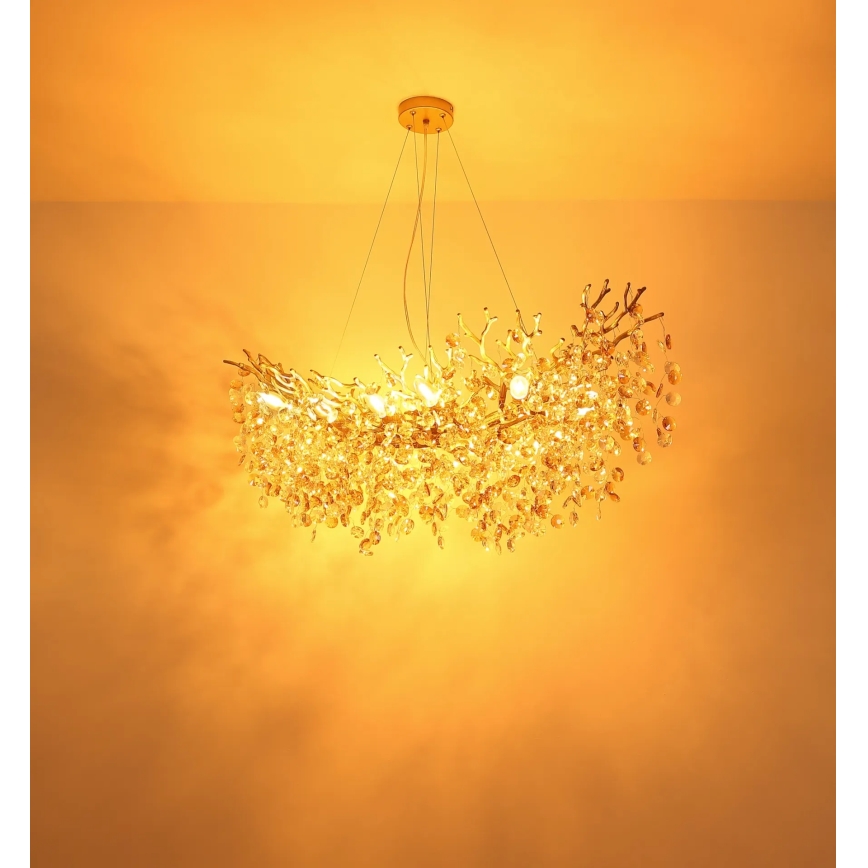 Globo - Lustre suspenso com cabo 10xE14/40W/230V dourado