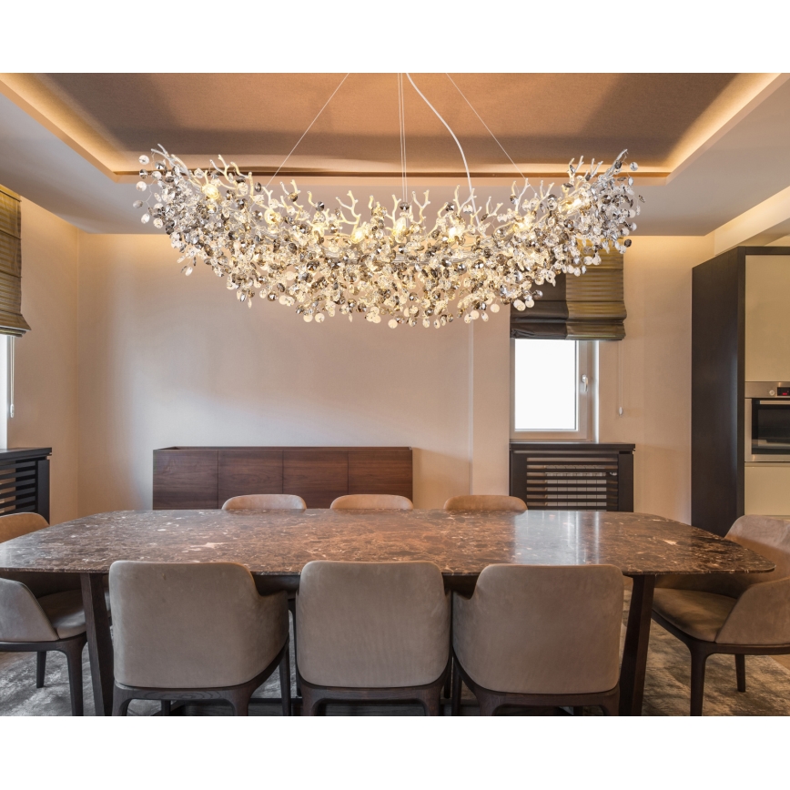 Globo - Lustre suspenso por cabo 16xE14/40W/230V prateado