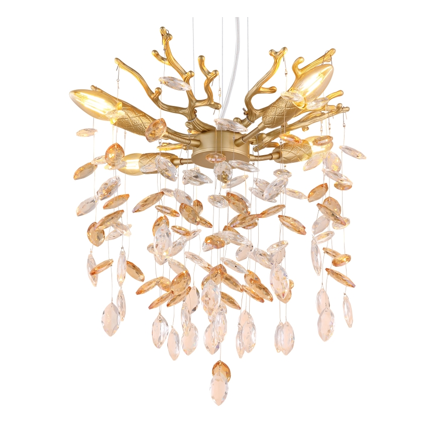 Globo - Lustre suspenso por cabo 4xE14/40W/230V dourado