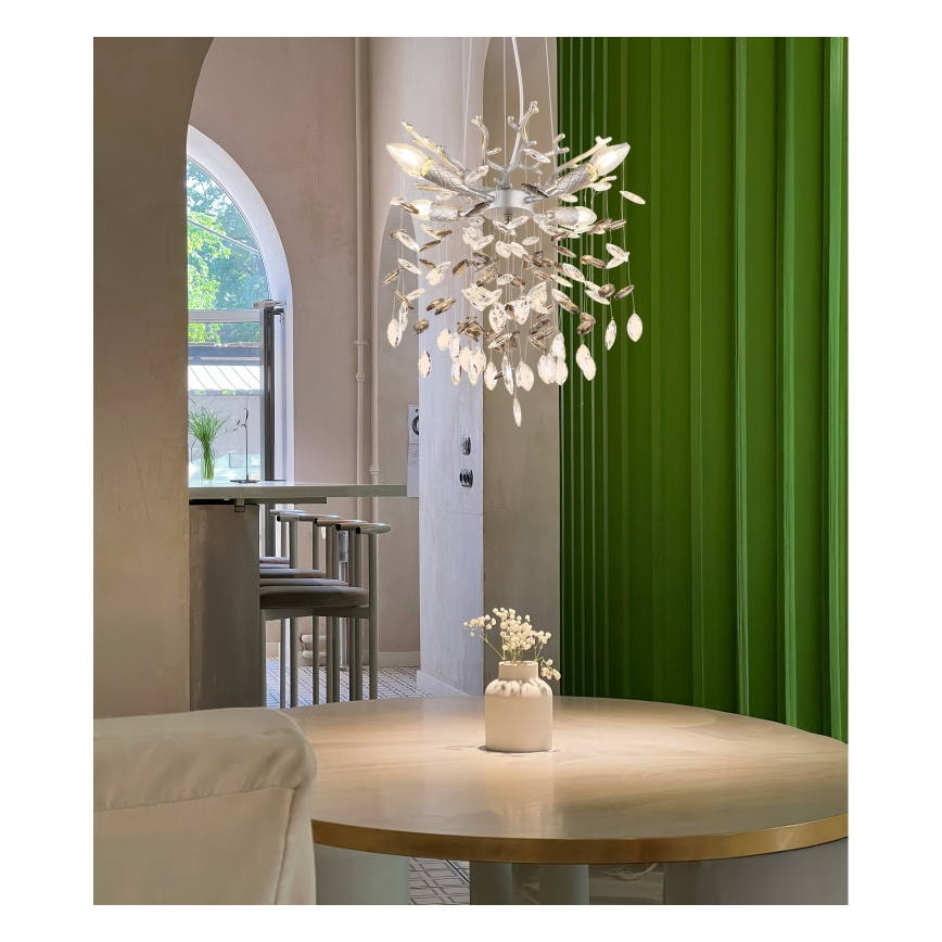 Globo - Lustre pendente com cabo 4xE14/40W/230V prateado