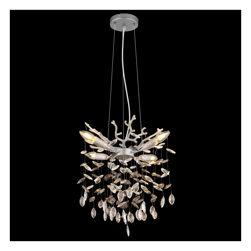 Globo - Lustre pendente com cabo 4xE14/40W/230V prateado