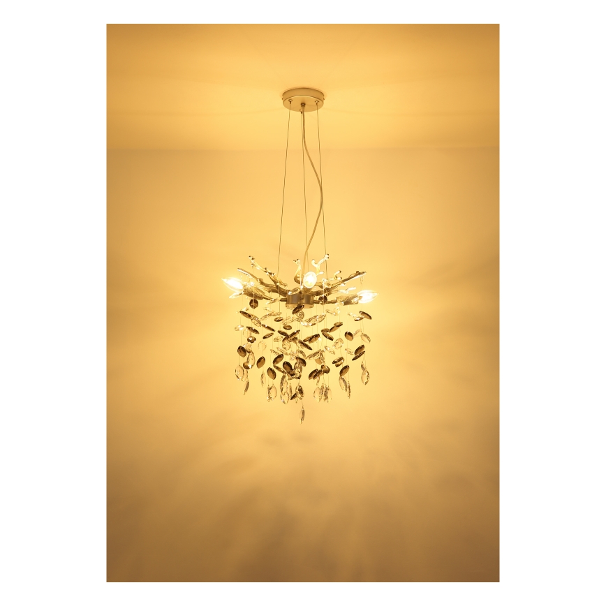 Globo - Lustre pendente com cabo 4xE14/40W/230V prateado