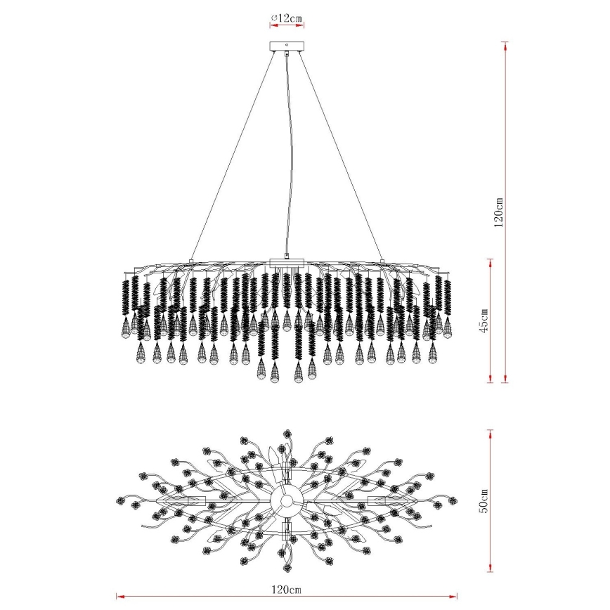Globo - Lustre suspenso por cabo 12xE14/40W/230V