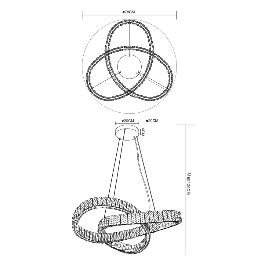 Globo - Lustre LED regulável em cabo LED/110W/230V 2700-6000K diâmetro 78 cm + comando à distância