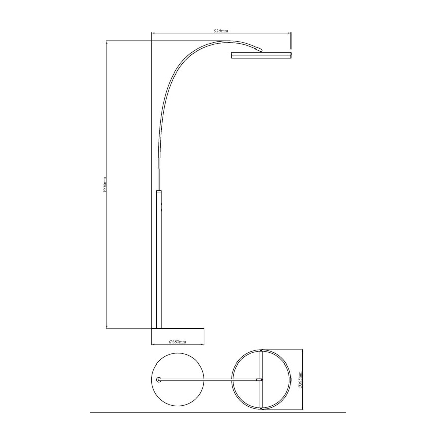 Globo - Candeeiro de pé LED tátil dimerizável, 24W, 230V, 3000/4000/6000K