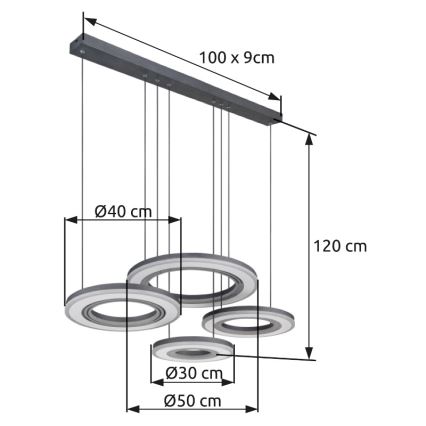 Globo - Candeeiro suspenso LED com regulação LED/80W/230V 2700-6000K preto + comando