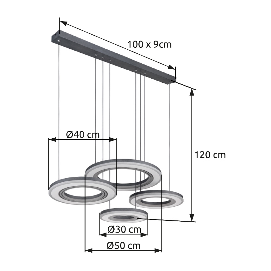 Globo - Candeeiro suspenso LED com regulação LED/80W/230V 2700-6000K preto + comando
