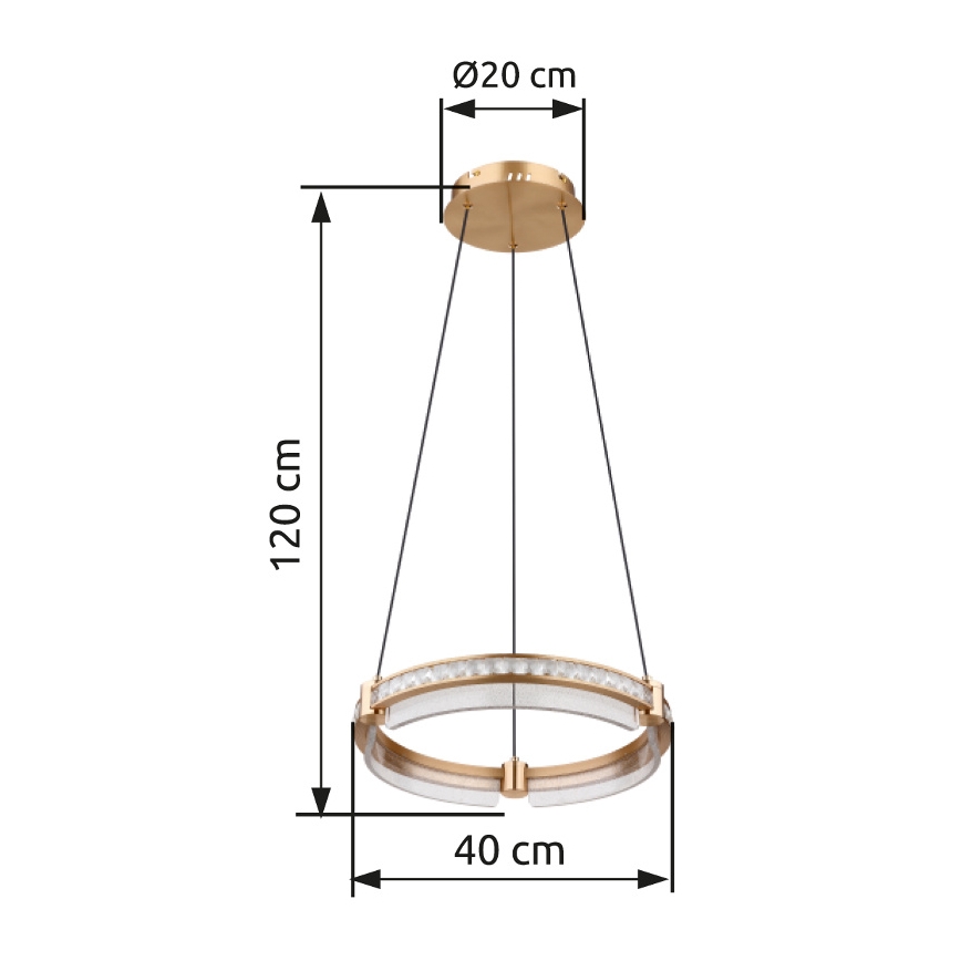 Globo - Lustre de cristal regulável em LED com cabo LED/36W/230V 2700K-6000K + comando à distância