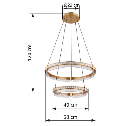 Globo - Lustre de cristal regulável em LED com cabo LED/78W/230V 2700K-6000K + controlo remoto