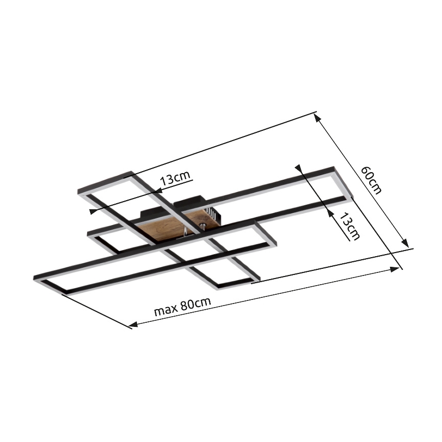Globo - Iluminação de teto LED LED/40W/230V 3000K 60x80 cm preto