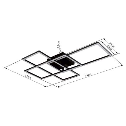 Globo - Luminária de teto LED regulável LED/40W/230V 2700-6500K 51x74 cm Wi-Fi Tuya + controlo remoto