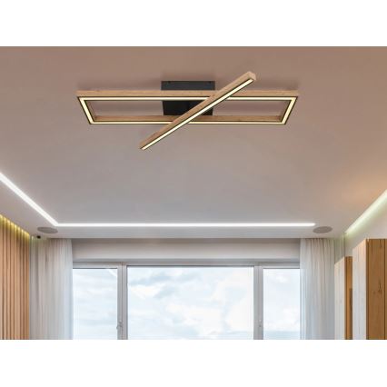 Globo 67287D1 - Candeeiro de teto LED MANDERA LED/36W/230V 20x80 cm castanho