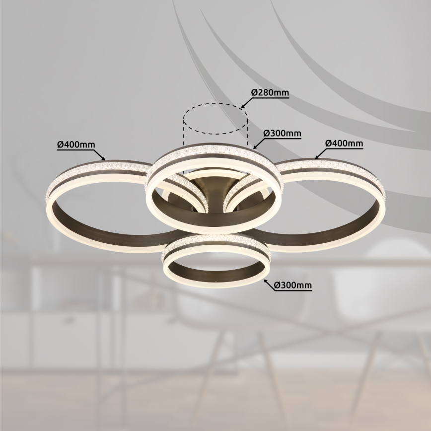 Globo - Iluminação de teto LED com regulação LED/90W/230V 2700K-6000K + comando