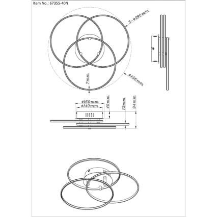 Globo - Iluminação de teto LED LED/40W/230V 4000K diâmetro 45,6 cm cromado mate