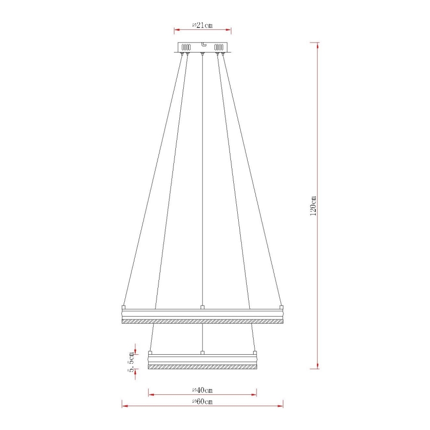 Globo - Lustre LED dimerizável em cabo LED/60W/230V 2700-6000K + controlo remoto