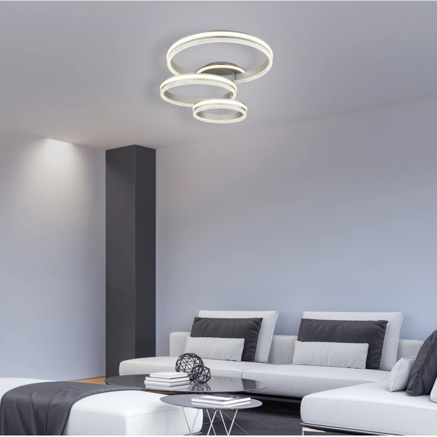 Globo - Luminária de teto LED dimerizável LED/72W/230V 2700-6000K prateada + controlo remoto