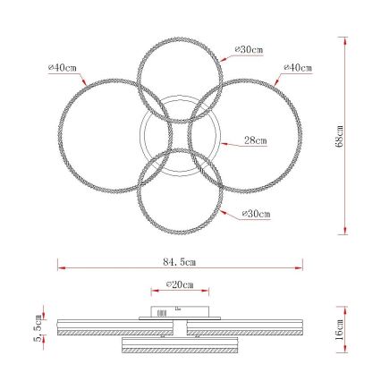 Globo - Candeeiro de tecto LED dimerizável LED/90W/230V 2700-6000K prateado + controlo remoto
