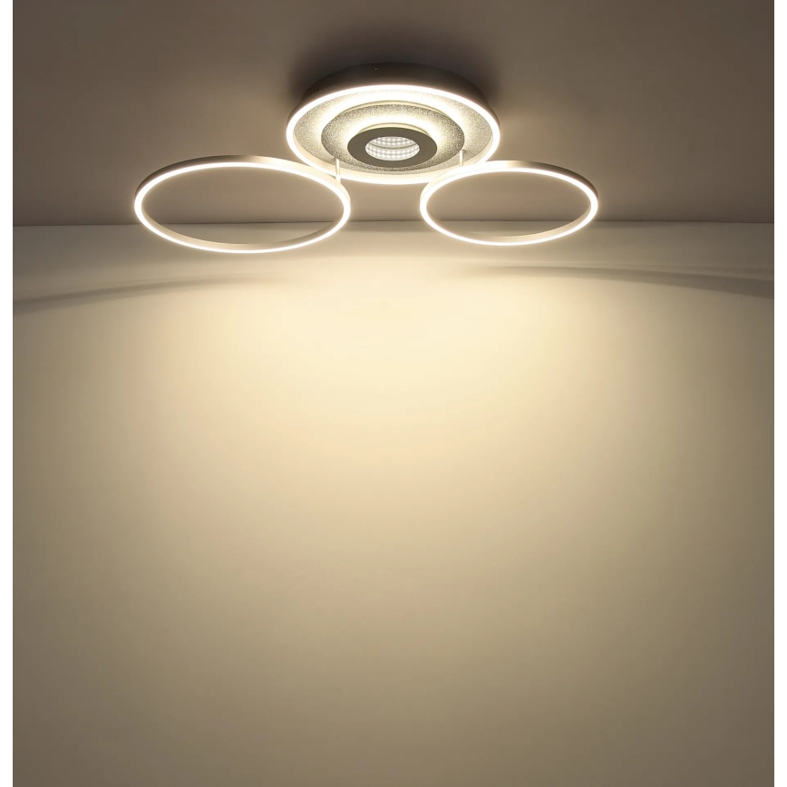 Globo - Luminária de tecto LED dimerizável LED/40W/230V 2700-6500K 57x99,2 cm prateada + controlo remoto