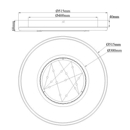 Globo - Luminária de teto LED/40W/230V 3000/4000/6000K Ø 51,5 cm preta