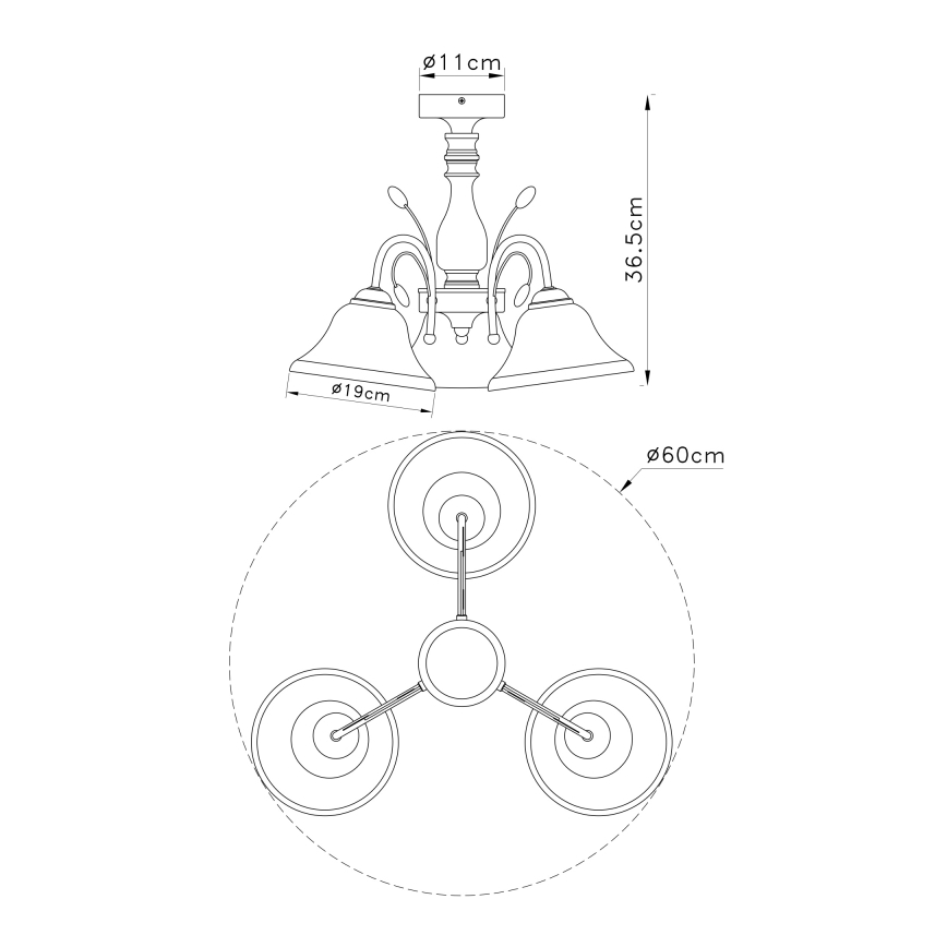 Globo - Luz de teto 3xE27/60W/230V