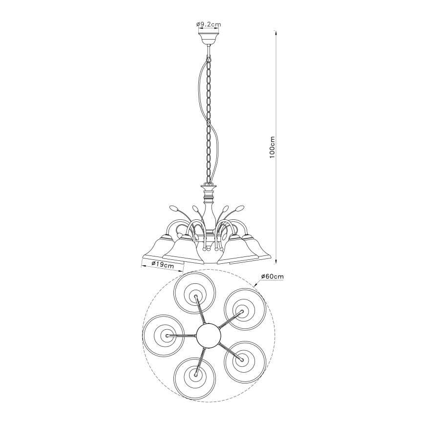 Globo - Candelabro suspenso 5xE27/60W/230V