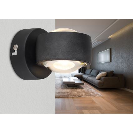Globo - Aplique de parede LED/7W/230V 3000K preto