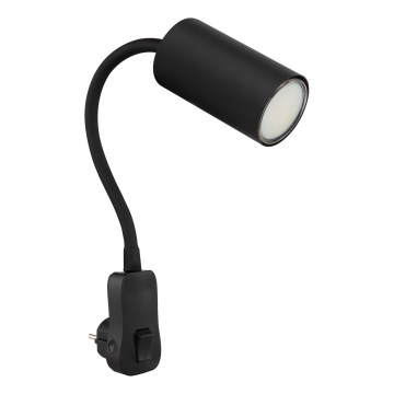 Globo - Aplique de parede com ficha para tomada 1xGU10/35W/230V, preto